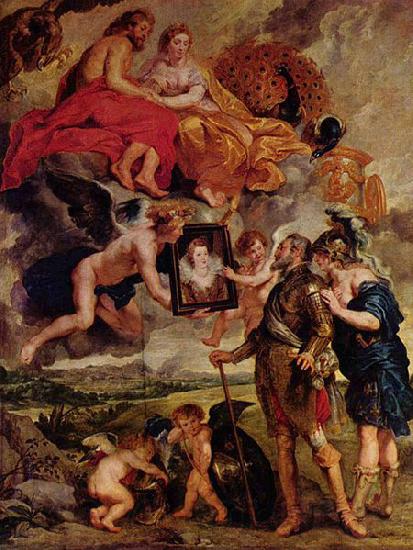 Peter Paul Rubens Heinrich empfangt das Portrat Maria de Medicis France oil painting art